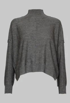 Nijii Jumpers^High Neck Sweater with Seam Detail in Grey