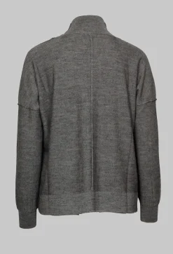 Nijii Jumpers^High Neck Sweater with Seam Detail in Grey