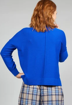 Nijii Jumpers^High Neck Sweater with Seam Detail in Royal Blue
