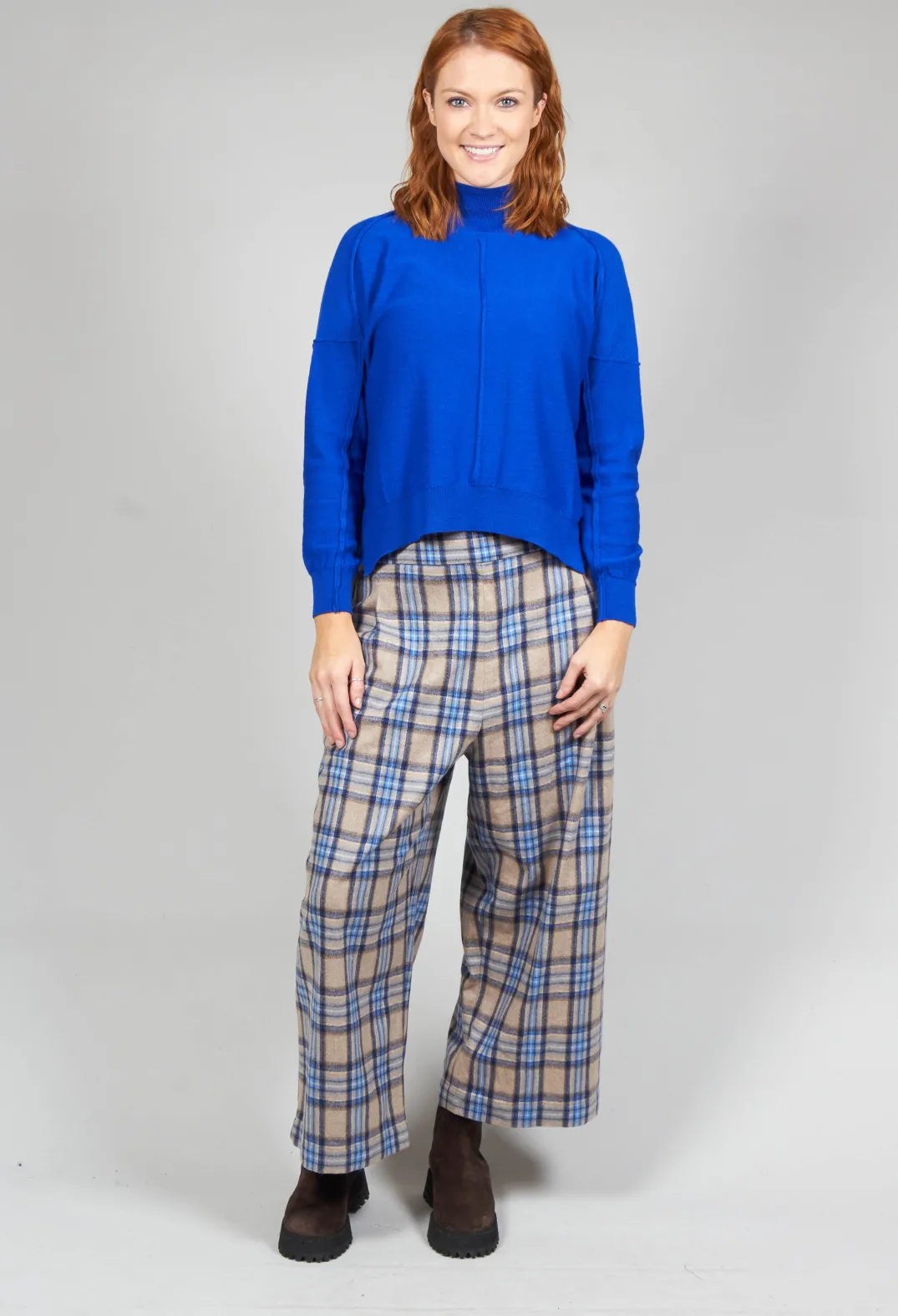Nijii Jumpers^High Neck Sweater with Seam Detail in Royal Blue