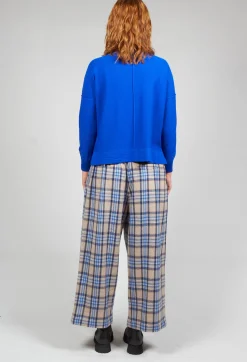 Nijii Jumpers^High Neck Sweater with Seam Detail in Royal Blue