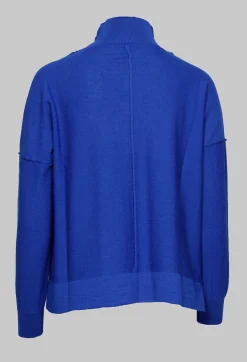 Nijii Jumpers^High Neck Sweater with Seam Detail in Royal Blue