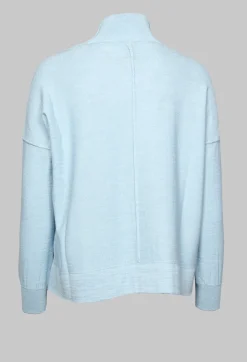 Nijii Jumpers^High Neck Sweater with Seam Detail in Light Blue