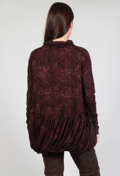 Rundholz Black Label Tops^High Neck Top with Bubble Hem in Wood Flock Print