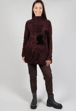 Rundholz Black Label Tops^High Neck Top with Bubble Hem in Wood Flock Print