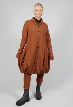 Rundholz Black Label Tops^High Neck Top with Bubble Hem in Bronze Flock Print