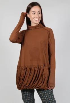 Rundholz Black Label Tops^High Neck Top with Bubble Hem in Brick Print