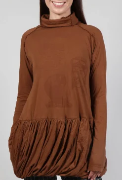Rundholz Black Label Tops^High Neck Top with Bubble Hem in Brick Print
