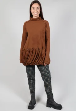 Rundholz Black Label Tops^High Neck Top with Bubble Hem in Brick Print