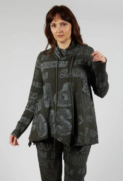 Rundholz Black Label Tops^High Neck Top with Drawstring in Jungle Shiny Print