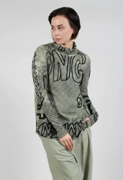 Rundholz Black Label Tops^High Neck Top with Lettering Design in Defender Print