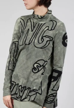 Rundholz Black Label Tops^High Neck Top with Lettering Design in Defender Print