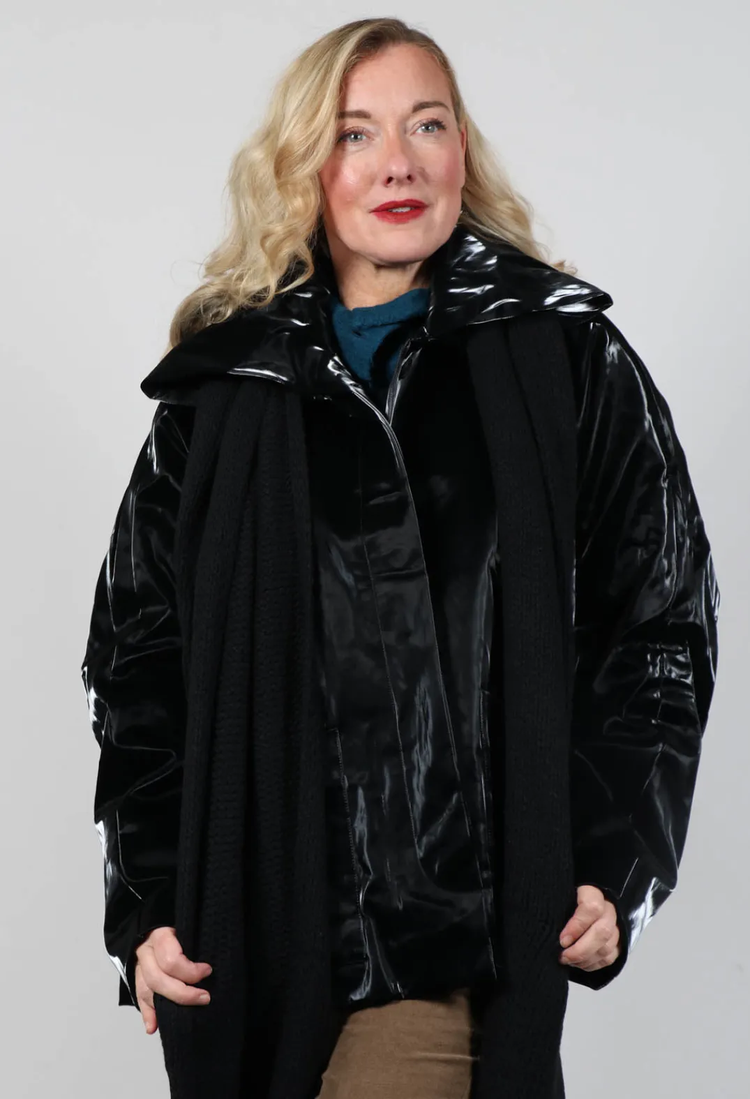 Rundholz Black Label Jackets^High Shine Jacket with Scarf in Black
