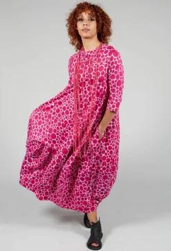 Bread and Butter Dresses^High-Neck Jersey Dress in Lilac with Fuschia Pois
