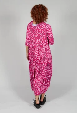Bread and Butter Dresses^High-Neck Jersey Dress in Lilac with Fuschia Pois