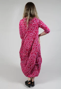 Bread and Butter Dresses^High-Neck Jersey Dress in Lilac with Fuschia Pois