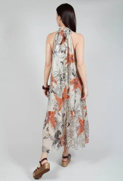 Sfizio Dresses^High-Neck Shift Dress in Palms Print