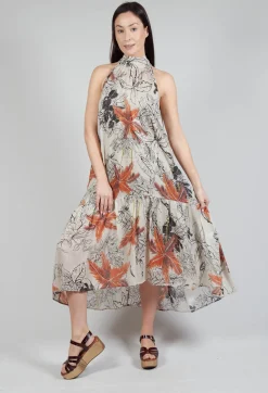 Sfizio Dresses^High-Neck Shift Dress in Palms Print