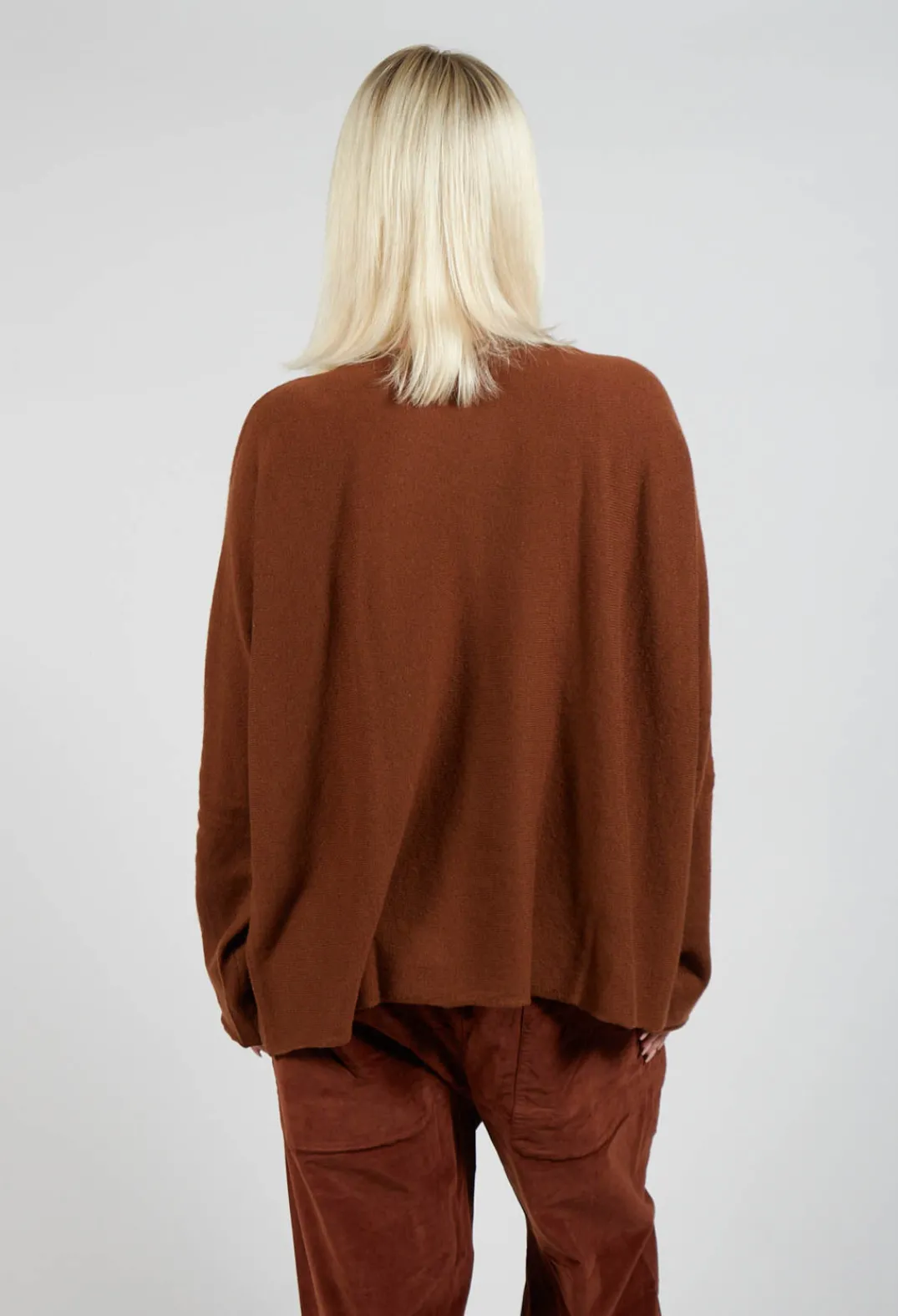 Album Di Famiglia Cardigans^HK V Neck Oversized WS in Rust
