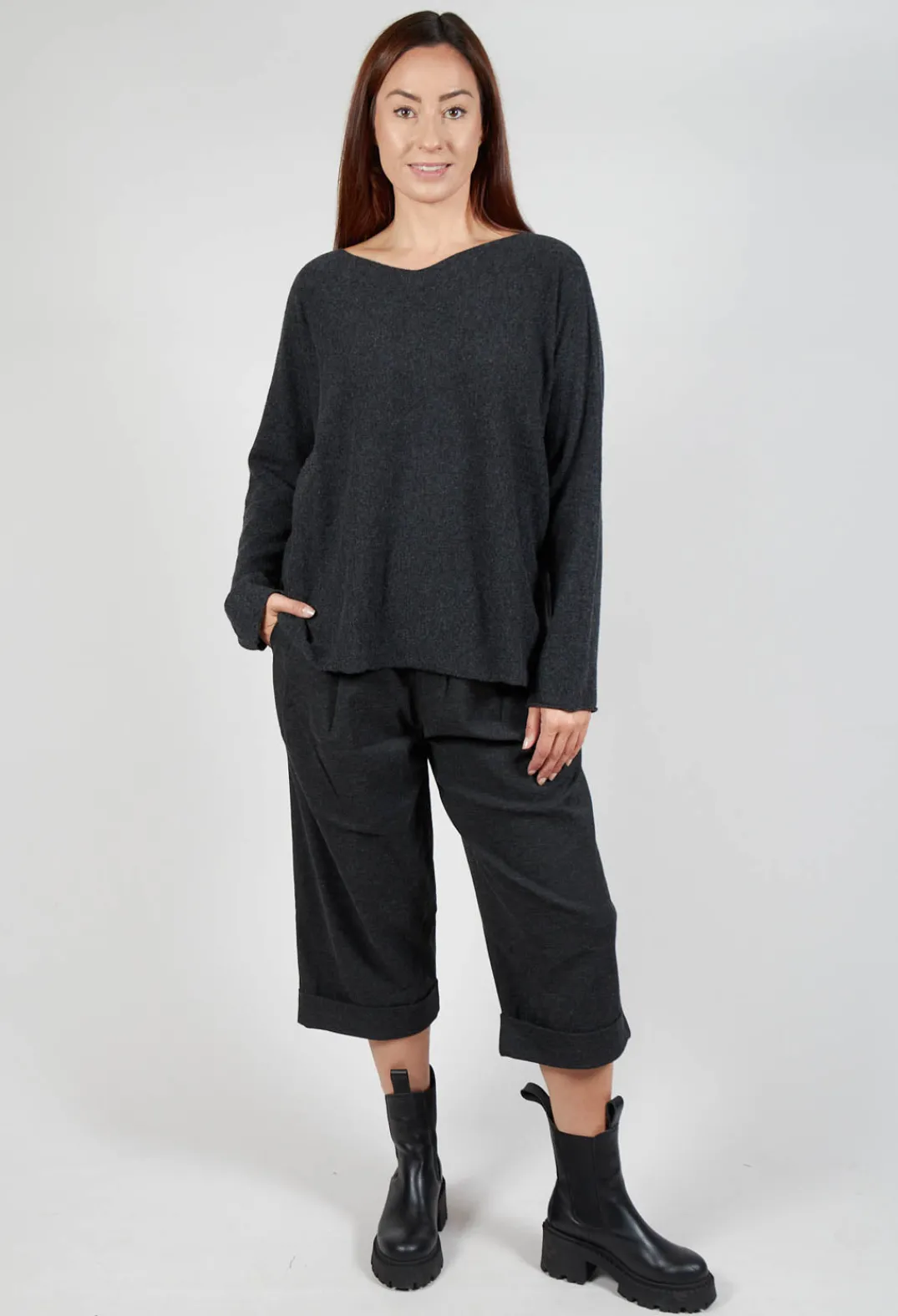 Album Di Famiglia Cardigans^HK V Neck Oversized WS in Slate