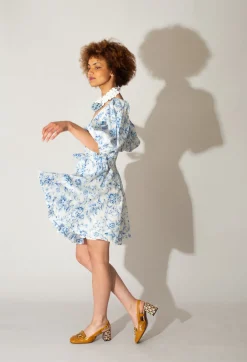 Lavi Dresses^Holly Short Belted Dress in Blu Panna