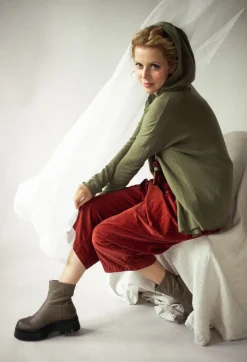 Album Di Famiglia Cardigans^Hooded Cardigan WS in Olive