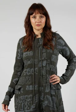 Rundholz Black Label Coats^Hooded Jersey Coat in Jungle Shiny Print
