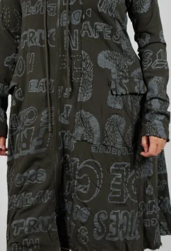 Rundholz Black Label Coats^Hooded Jersey Coat in Jungle Shiny Print