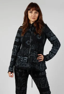 Rundholz Black Label Jackets^Hooded Jersey Jacket in Black Shiny Print