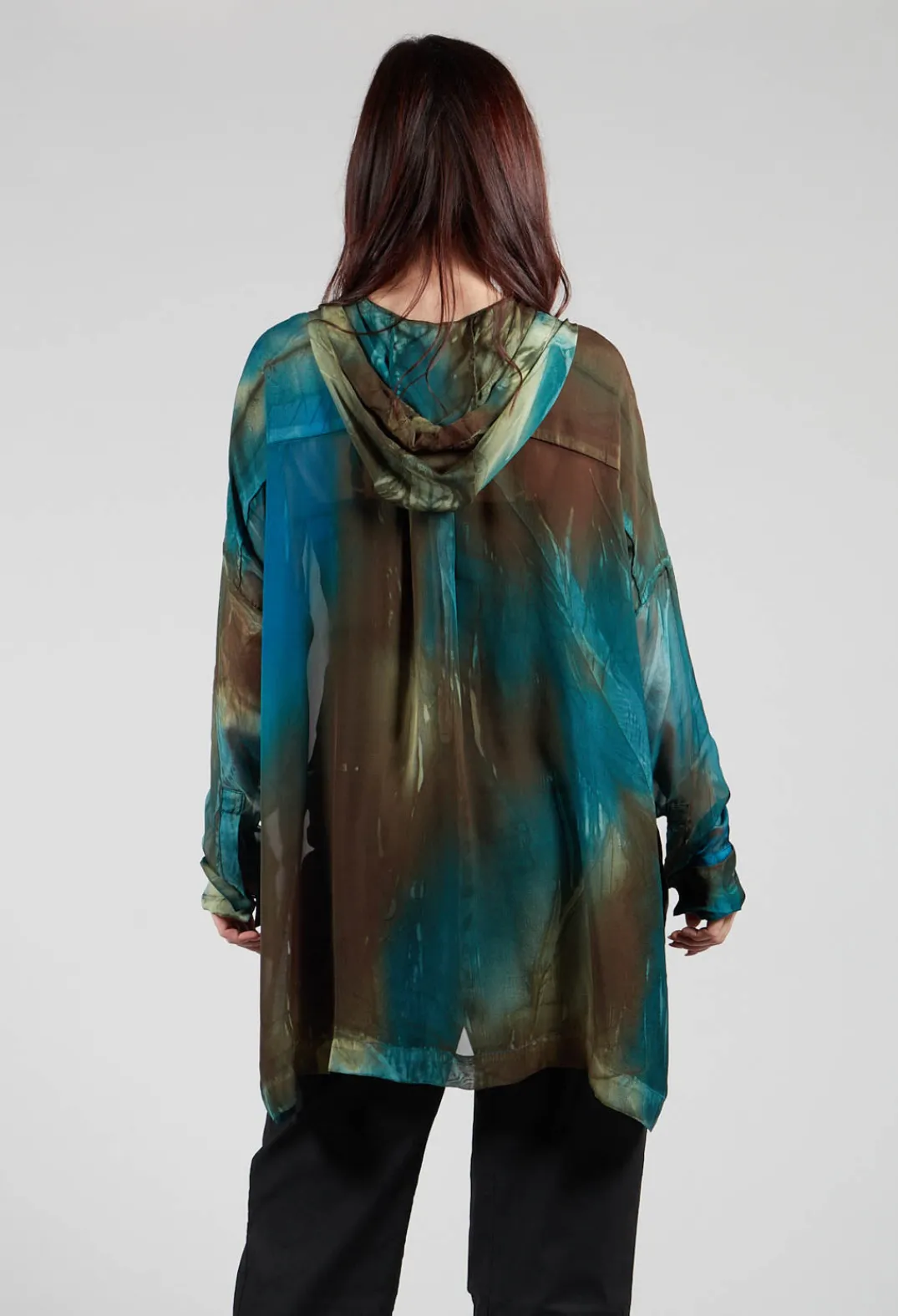 Masnada Shirts & Blouses^Hooded Silk Shirt in Petrol Print