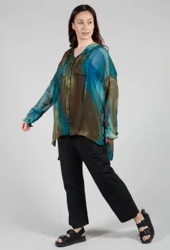 Masnada Shirts & Blouses^Hooded Silk Shirt in Petrol Print