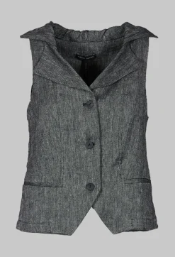 Sarah Pacini Tops^Hooded Waistcoat in Grey