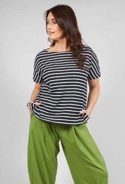 Mama B Shirts & Blouses^Ibisco R Stripe T-Shirt in  Nero