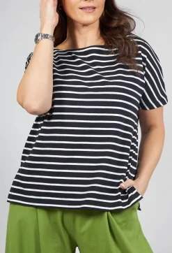 Mama B Shirts & Blouses^Ibisco R Stripe T-Shirt in  Nero