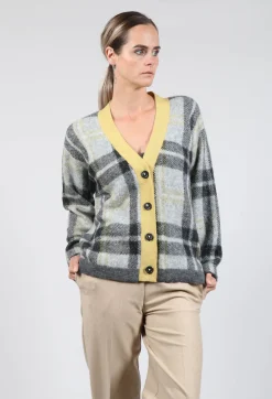 Fringe Knitwear|Cardigans^Ingrid Cardigan in Black and Yellow