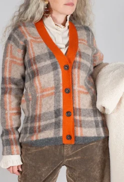 Fringe Knitwear|Cardigans^Ingrid Cardigan in Orange and Beige