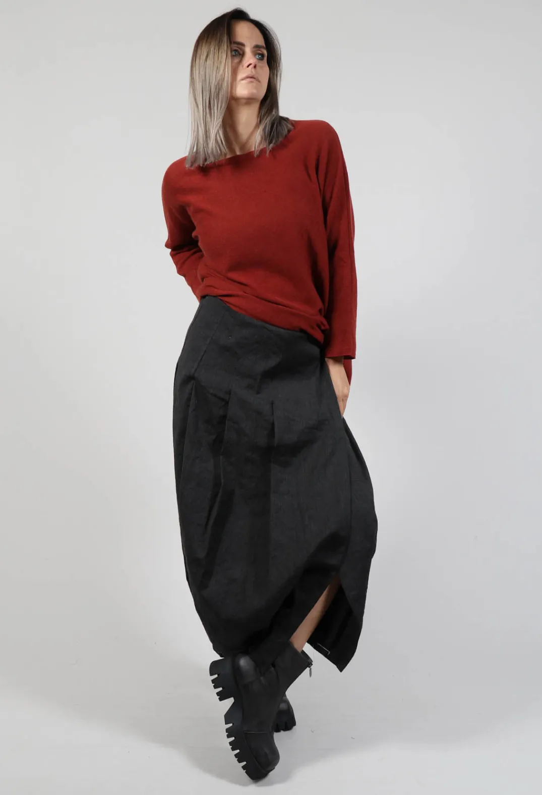Album Di Famiglia Skirts^Inox Cross Skirt in Slate