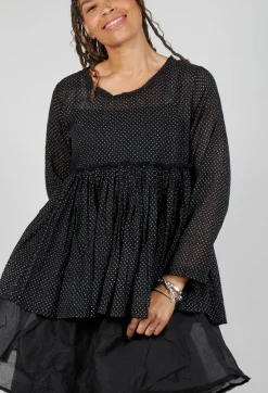 Les Ours Tops^Jacinthe Top in Voile Pois Noir