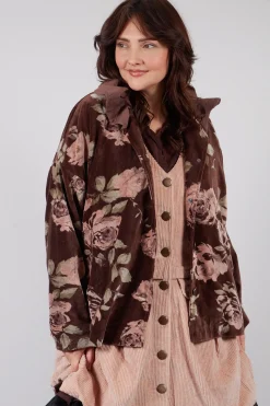 Les Ours Jackets^Jacket in Velour Fleur Chocolat