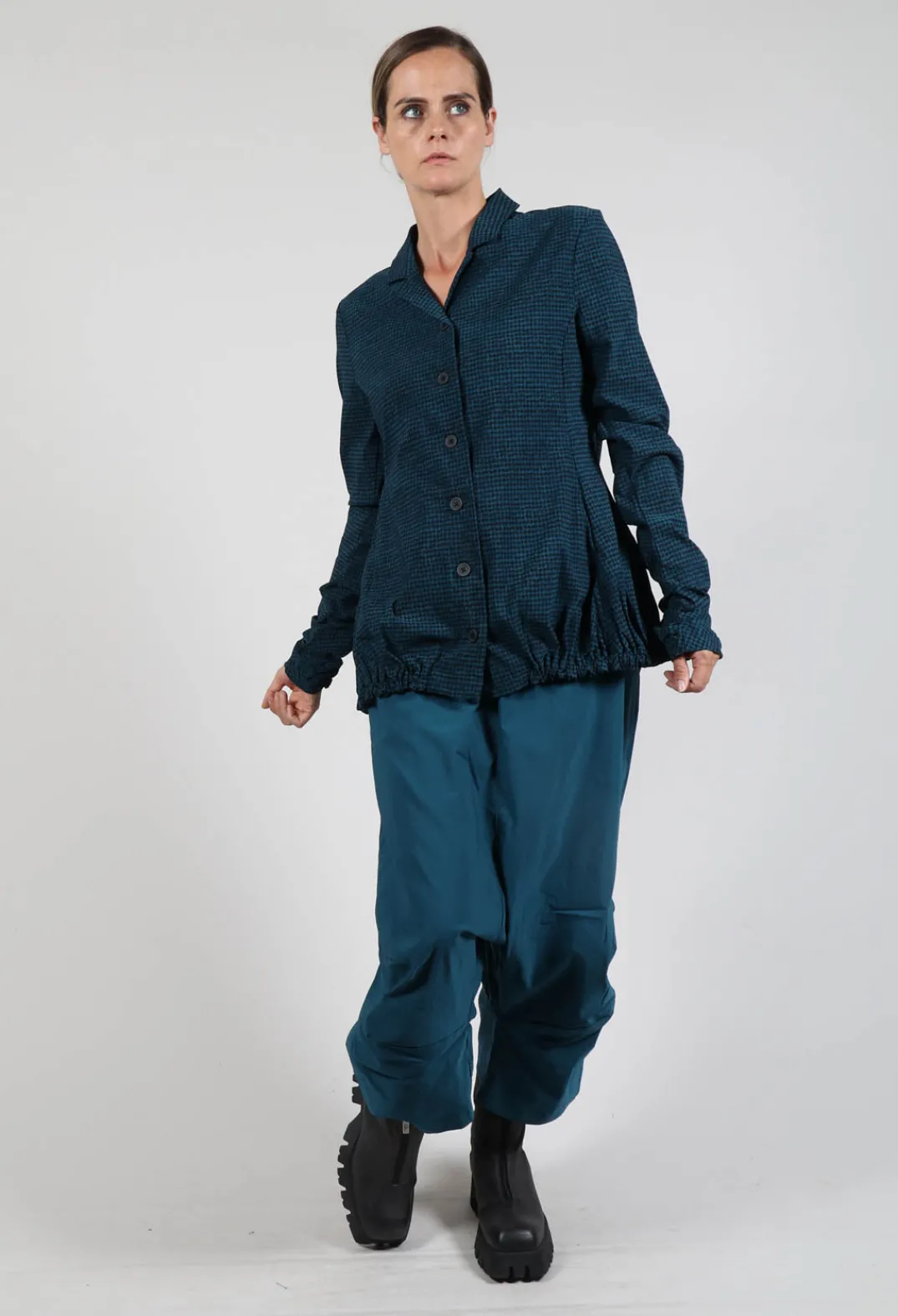 Rundholz Black Label Jackets^Jacket with Gathered Hem in Ink Print
