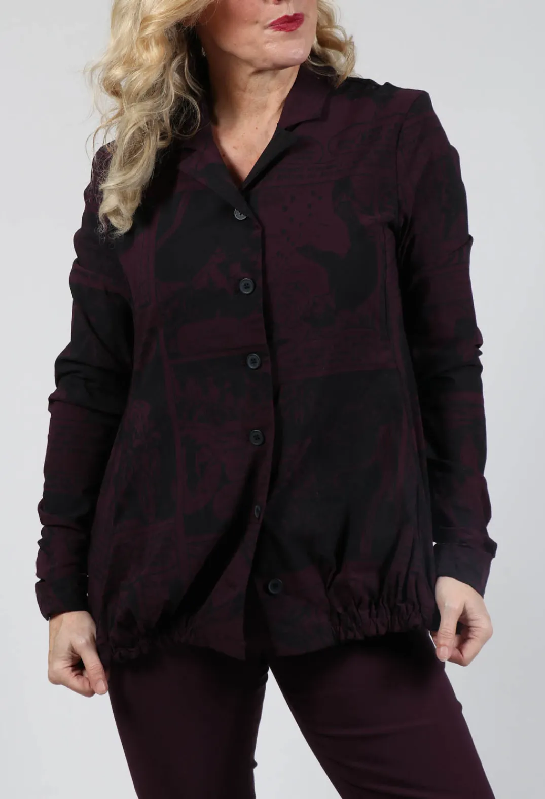 Rundholz Black Label Jackets^Jacket with Gathered Hem in Ruby Comic