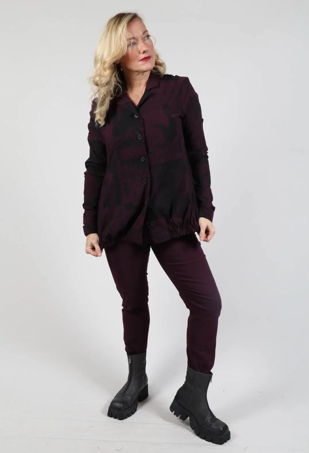 Rundholz Black Label Jackets^Jacket with Gathered Hem in Ruby Comic