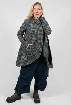 Rundholz Black Label Coats^Jacket with High Low Peplum Hem in Ink Check