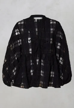 Beatrice B Shirts & Blouses^Jacquard Check Blouse in Black