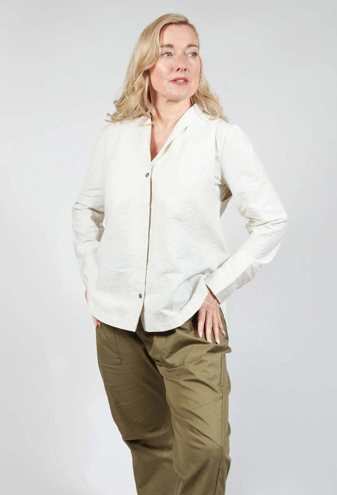 Jayko Shirts & Blouses^Jacy Shirt with Overlay Detail in White Clay