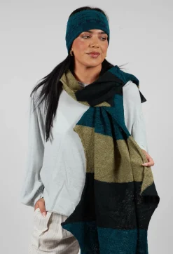 Butapana Scarves^Jagged Wool Scarf in Deep Turquoise