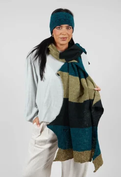 Butapana Scarves^Jagged Wool Scarf in Deep Turquoise