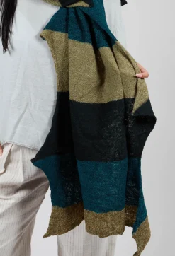 Butapana Scarves^Jagged Wool Scarf in Deep Turquoise