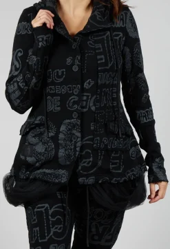 Rundholz Black Label Jackets^Jersey Jacket with Netted Hemline in Black Shiny Print