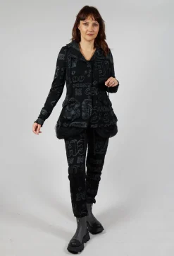 Rundholz Black Label Jackets^Jersey Jacket with Netted Hemline in Black Shiny Print